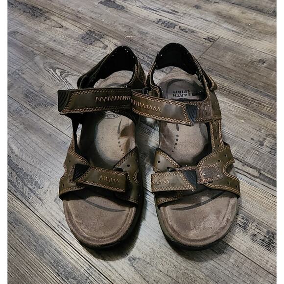 Men’s EARTH SPIRIT Brown Sandals Gelron Cushion Adjustable Straps US size 10 B40 - Picture 1 of 10